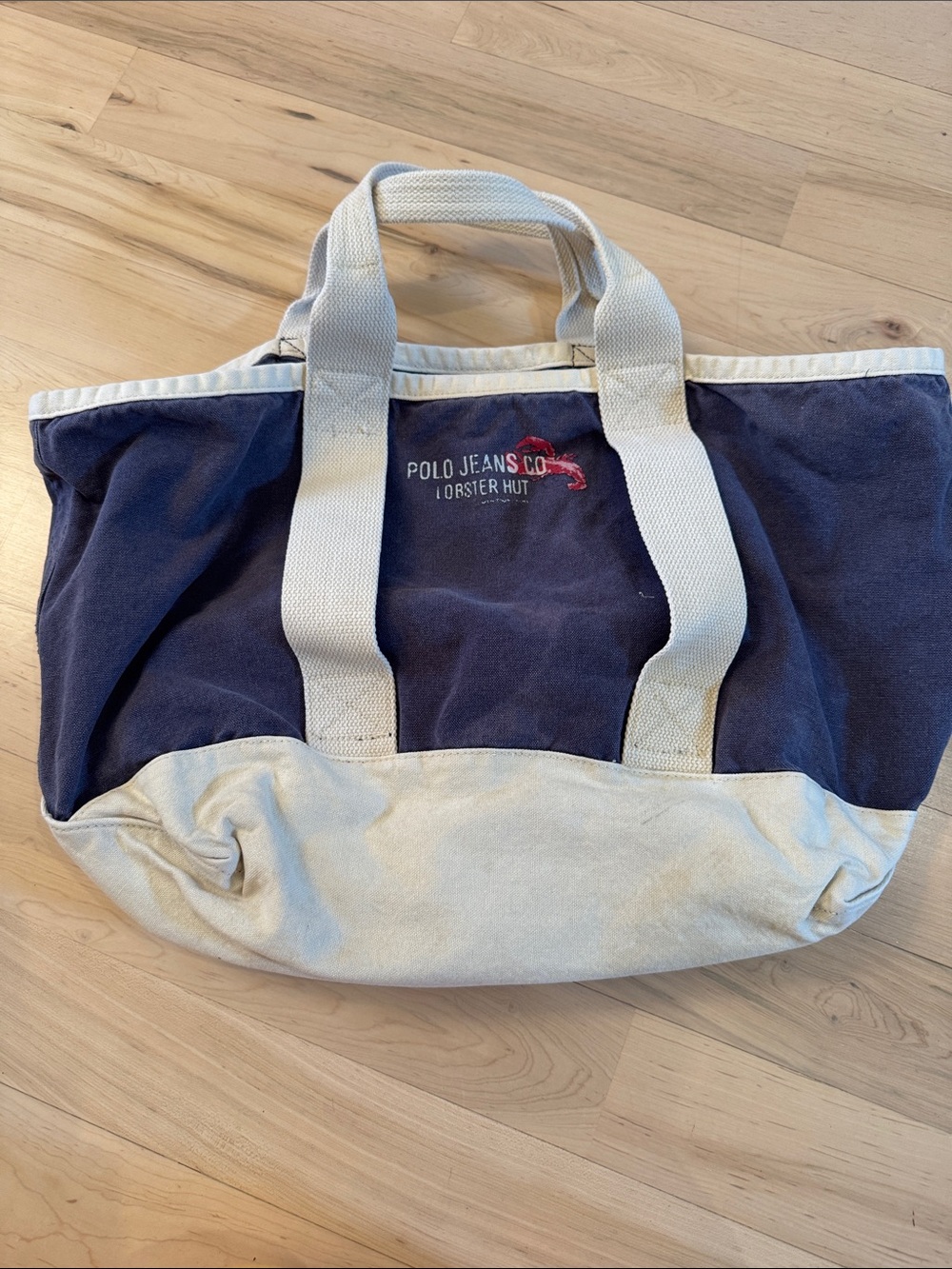 Vintage 90s Polo Jeans Ralph Lauren Lobster Hut Tote Bag Navy RL-Read